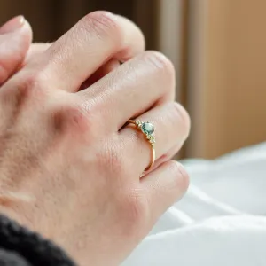 Gold moss agate ring with diamonds EDDIE Thumbnail