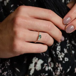 Gold moss agate ring with diamonds EDDIE Thumbnail