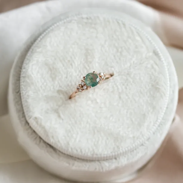 Gold moss agate ring with diamonds EDDIE Image
