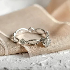 Entwined ring with salt and pepper diamond QUEENZ Thumbnail