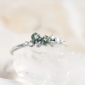 Cluster moss agate and diamond ring CLARION Thumbnail