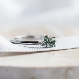 Cluster moss agate and diamond ring CLARION Thumbnail