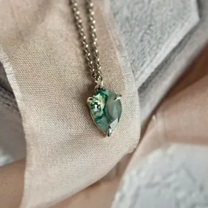 Gold necklace with pear moss agate NOLDOR Thumbnail