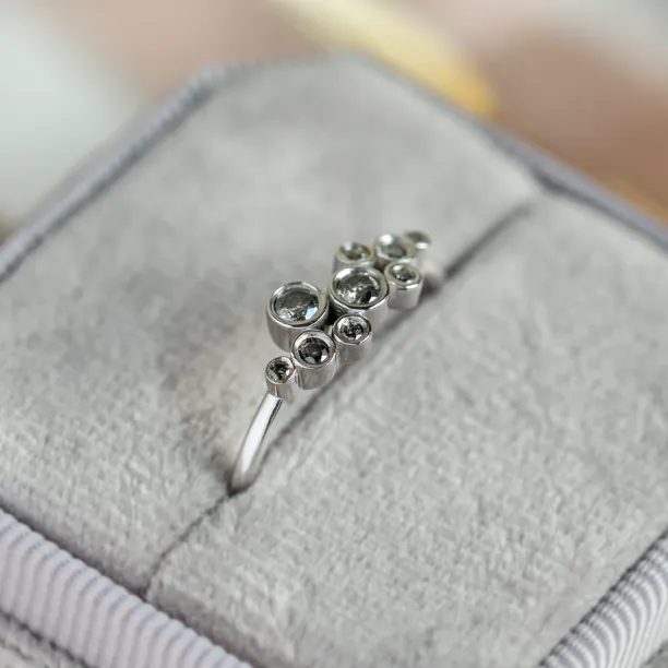 Cluster bezel ring with salt'n'pepper diamonds BUBBLE Image