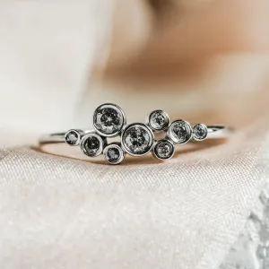 Cluster bezel ring with salt'n'pepper diamonds BUBBLE Thumbnail