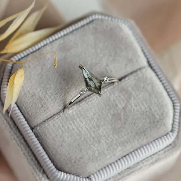 Unusual engagement ring with salt'n'pepper diamonds VALENTINO Image