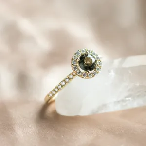 Sapphire and diamond halo ring GISE Thumbnail