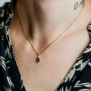 Gold necklace with hexagon salt'n'pepper diamond VANESSA