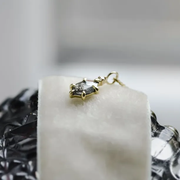 Gold necklace with hexagon salt'n'pepper diamond VANESSA Image