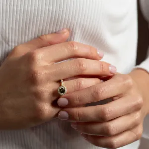 Sapphire and diamond halo ring GISE Thumbnail