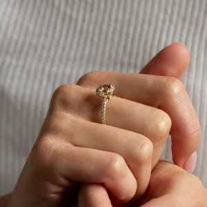 Sapphire and diamond halo ring GISE Thumbnail