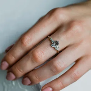 Cluster ring with rutilated quartz and diamonds SATURN Thumbnail