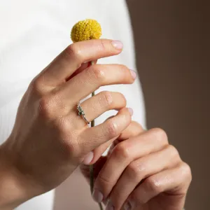 Diamond and green sapphire gold cluster ring CLARIX