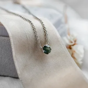 Moss agate in gold necklace ELF Thumbnail