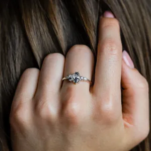 Unusual cluster ring with salt'n'pepper diamonds GEMBA Thumbnail