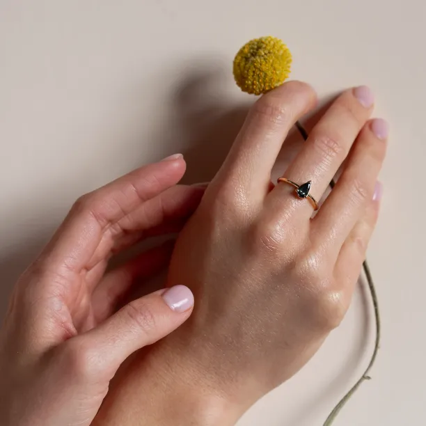 Green lab grown pear diamond engagement ring ALESSA Image