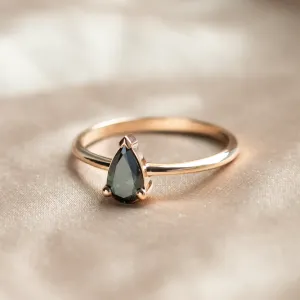 Green lab grown pear diamond engagement ring ALESSA Thumbnail