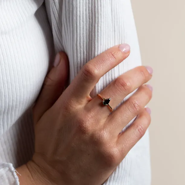 Green lab grown pear diamond engagement ring ALESSA Image