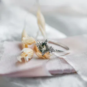 Moss agate in gold ring with diamonds ALBEROBELLO Thumbnail