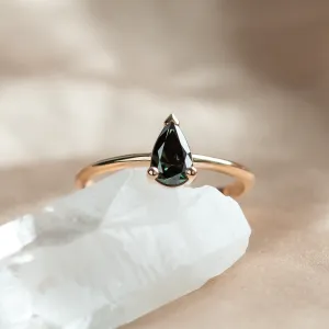 Green lab grown pear diamond engagement ring ALESSA Thumbnail