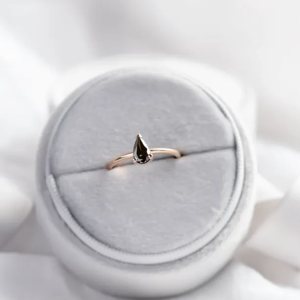 Green lab grown pear diamond engagement ring ALESSA Image