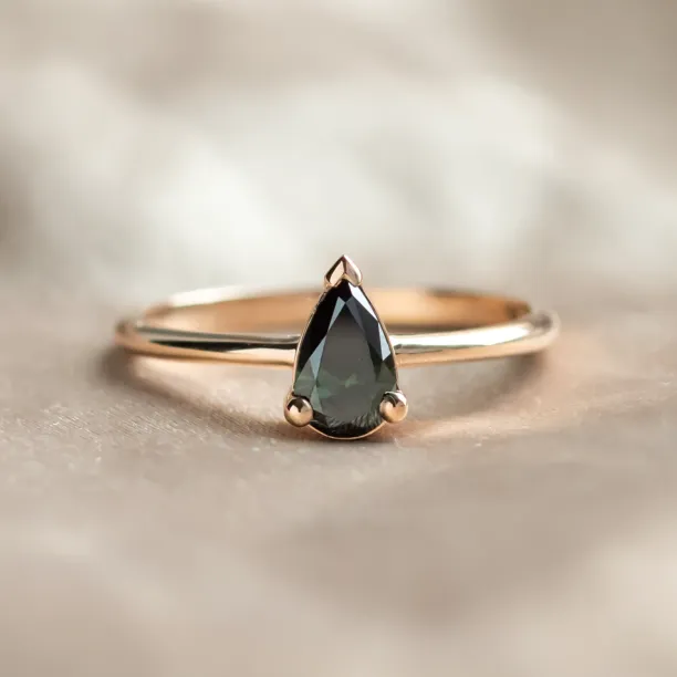 Green lab grown pear diamond engagement ring ALESSA Image