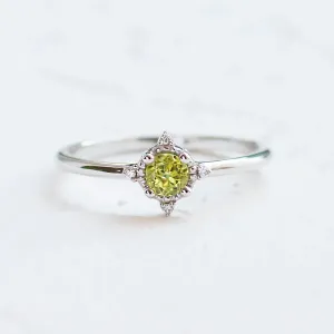 Engagement ring with peridot and diamonds OLIVKA