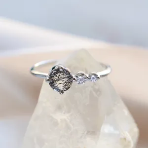 Gold ring with rutilated quartz and diamonds QUIDO Thumbnail