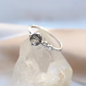 Gold ring with rutilated quartz and diamonds QUIDO Thumbnail