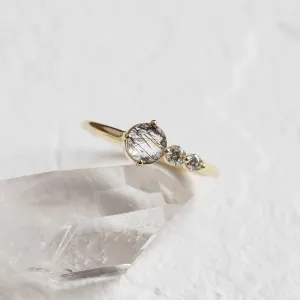 Gold ring with rutilated quartz and diamonds QUIDO Thumbnail