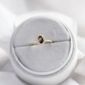 Diamond halo teal sapphire engagement ring ZARITA Thumbnail