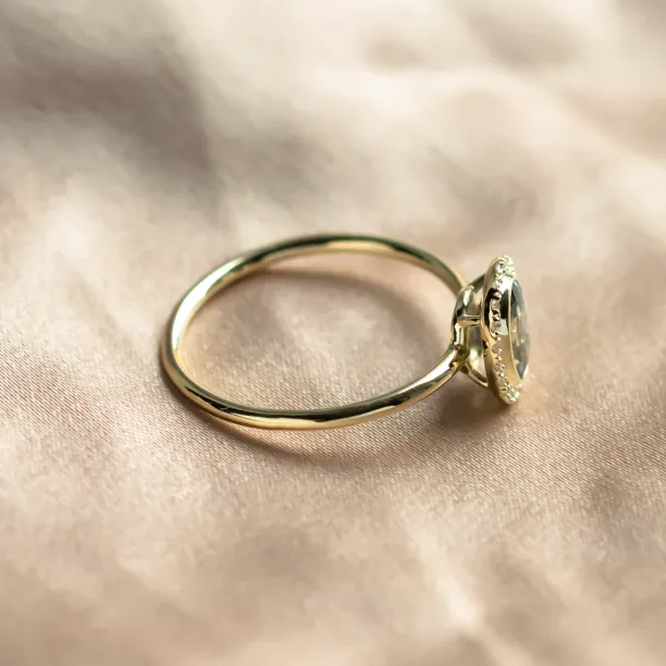 Diamond halo teal sapphire engagement ring ZARITA Image