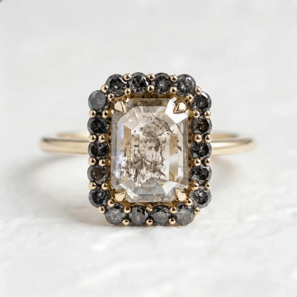 Salt and pepper diamond ring
