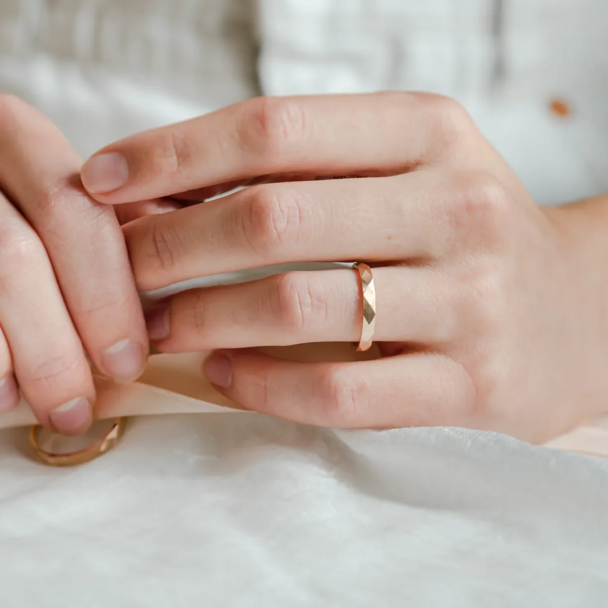 Hammered wedding rings.