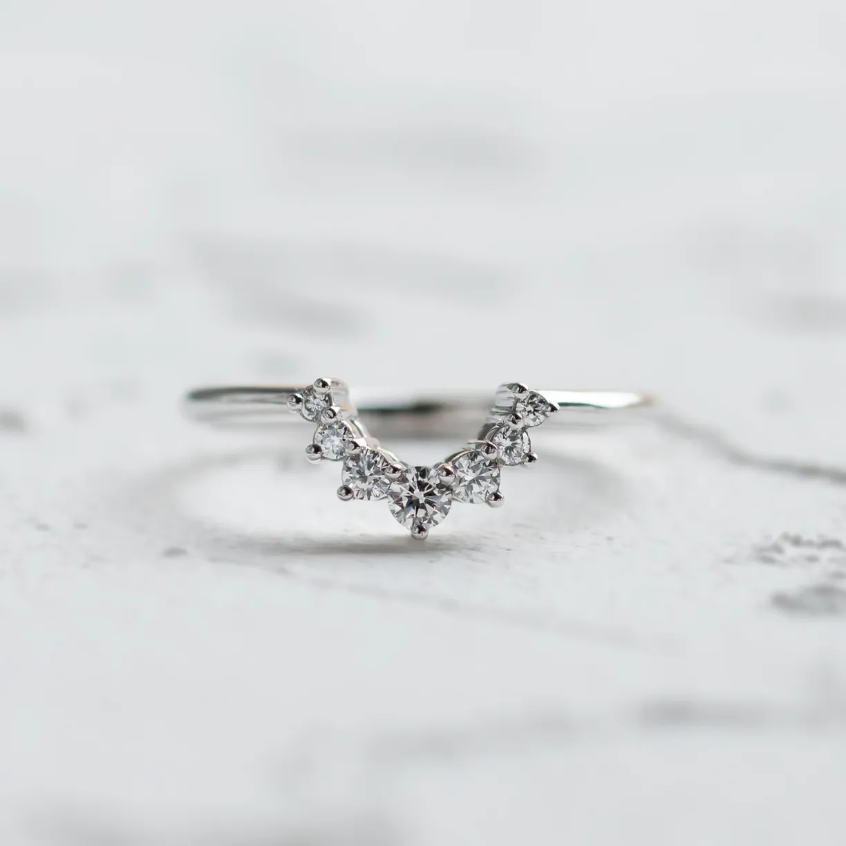 Diamond curved wedding band