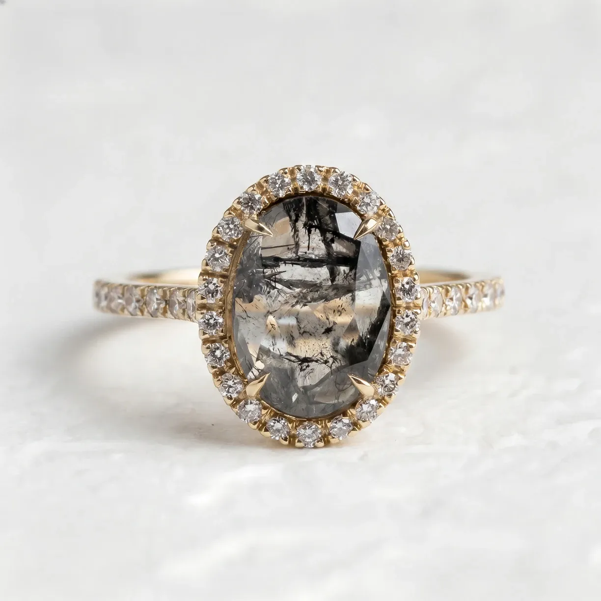 ring with salt and pepper diamonds