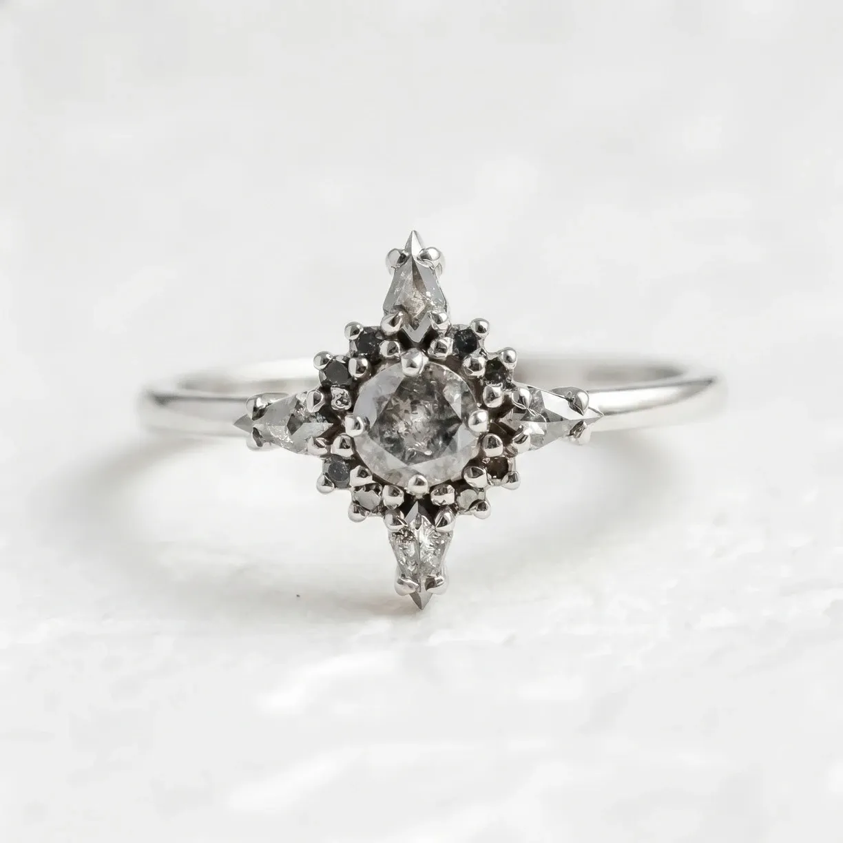 ring with salt and pepper diamonds