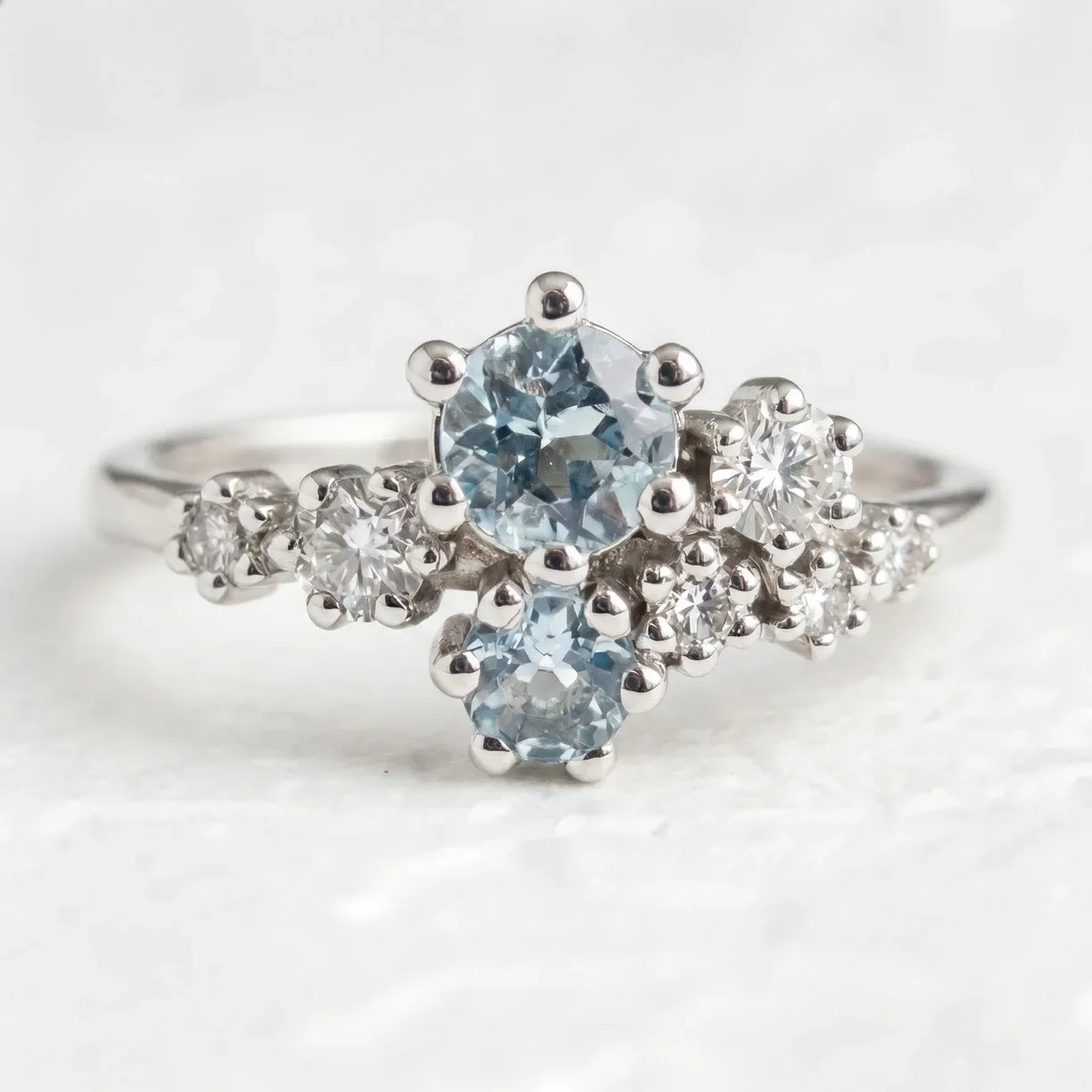 ring with aquamarines