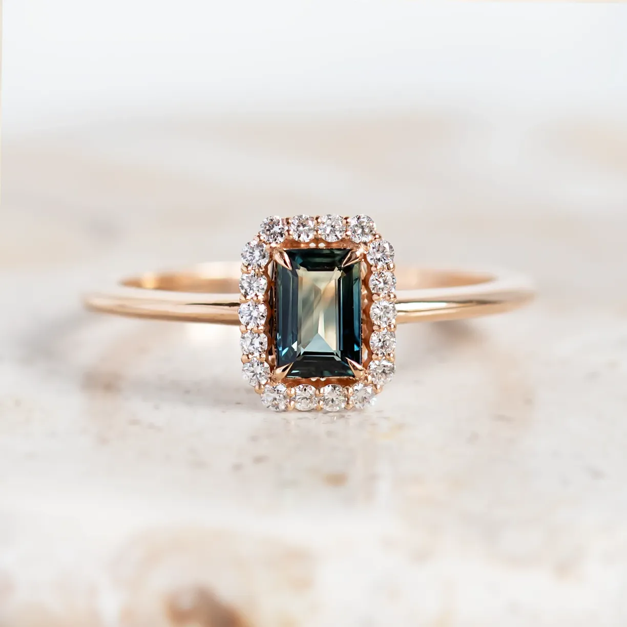 ring with baguette sapphire