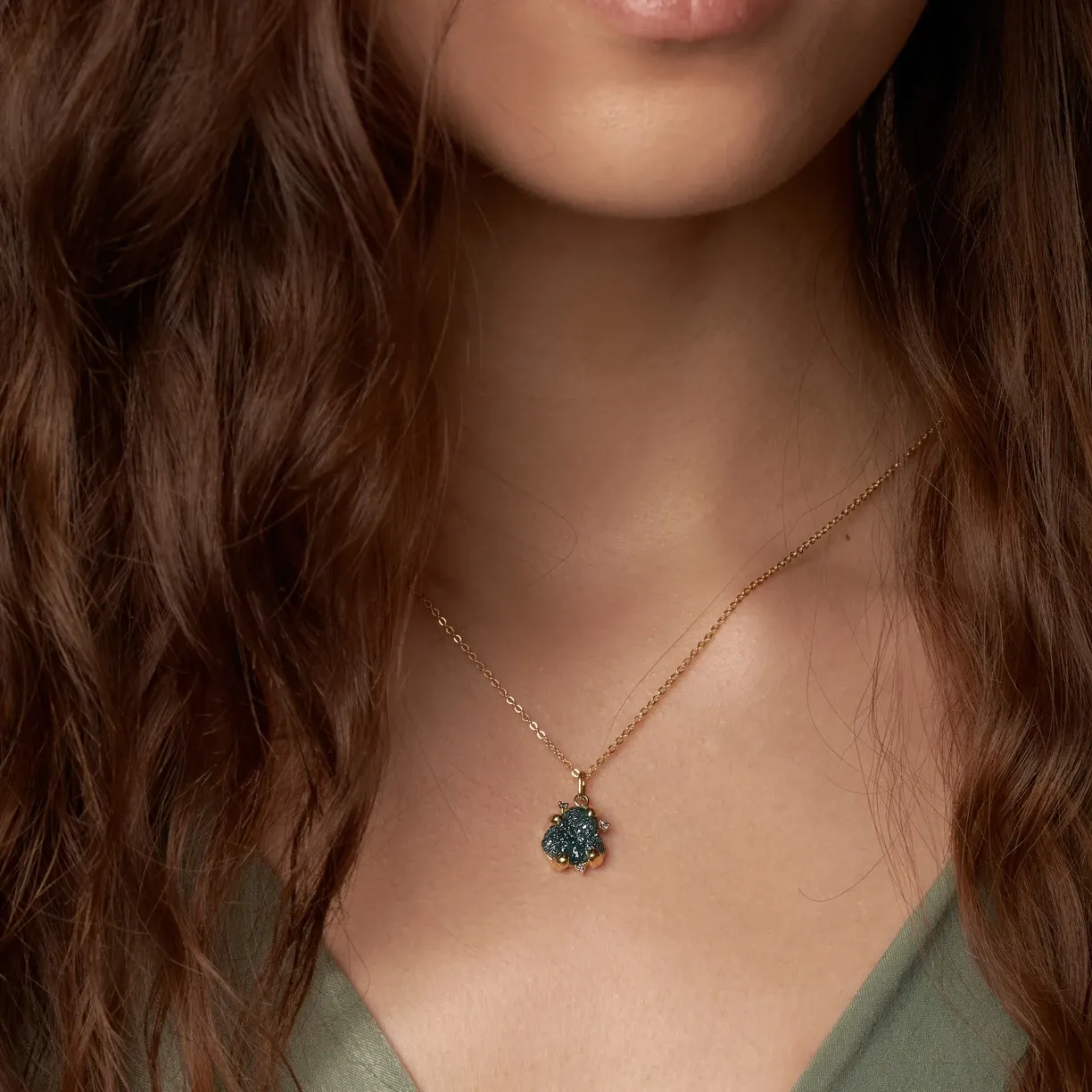 Raw diamond pendant