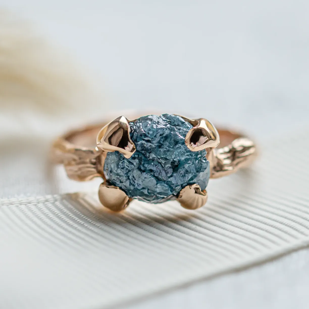 ring with raw diamond